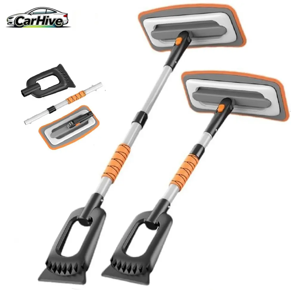 Snow Brush Ice Scraper EVA Auto Cleaning 180 Degree Rotatable and Retractable Automotive Snow Removal Tool Kit, General Motors Cleaning Winter Snow Removal Tool for Cars, Trucks and SUVs