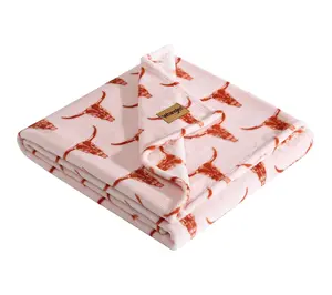 Wrangler Steer Head Peach Ultra Plush Fleece 50"X70" Throw Wrangler Steer Head Peach Ultra Plush Fleece 50"X70" Throw