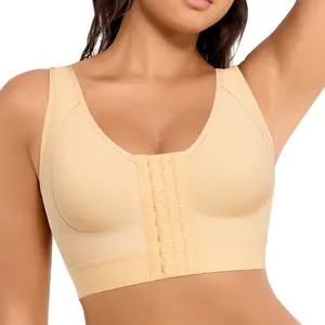 FeelinGirl Post Surgery Compression Bra Front Closure Bra Wirefree Bra with Adjustable Straps Bras Women