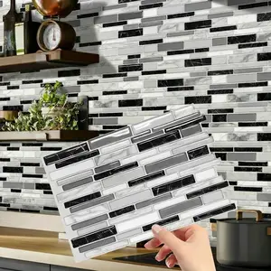 Marble Pattern Wall Sticker Self-Adhesive Peel-and-Stick Waterproof Oil-Proof Decal for Kitchen Bathroom Home Office Dormitory Marble Backsplash Wallpaper Home Decor Stickers PET+PU Material 3D Upgrade