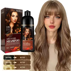 Argan Oil Hair Dye Shampoo for Women and Men, Hair Color Shampoo for Gray Hair Coverage, Instant Black Long-Lasting Dye, Easy to Use, Semi-Permanent Gray Hair Root Touch-Up, 3-in-1 Castor Oil Hair Care Conditioner and Color 16.9 fl oz (Light Brown)