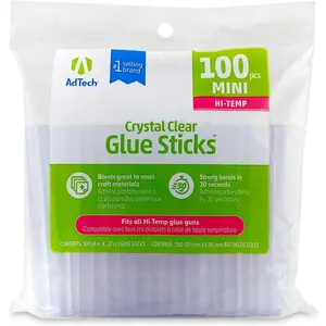 AdTech Hi-Temp Mini Hot Glue Sticks, Clear (100 Sticks) | Quick Bonding for Crafting & DIY Projects | Compatible with Mini Glue Guns | Non-Toxic