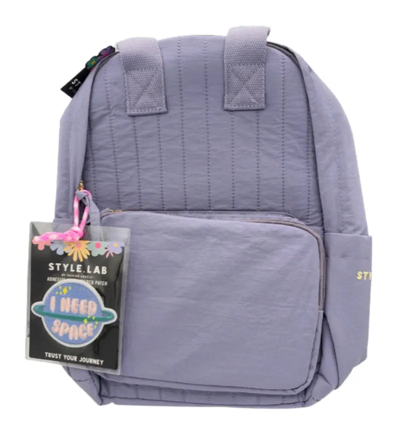 Lavender Lulu Midi Puffer Backpack with Patch