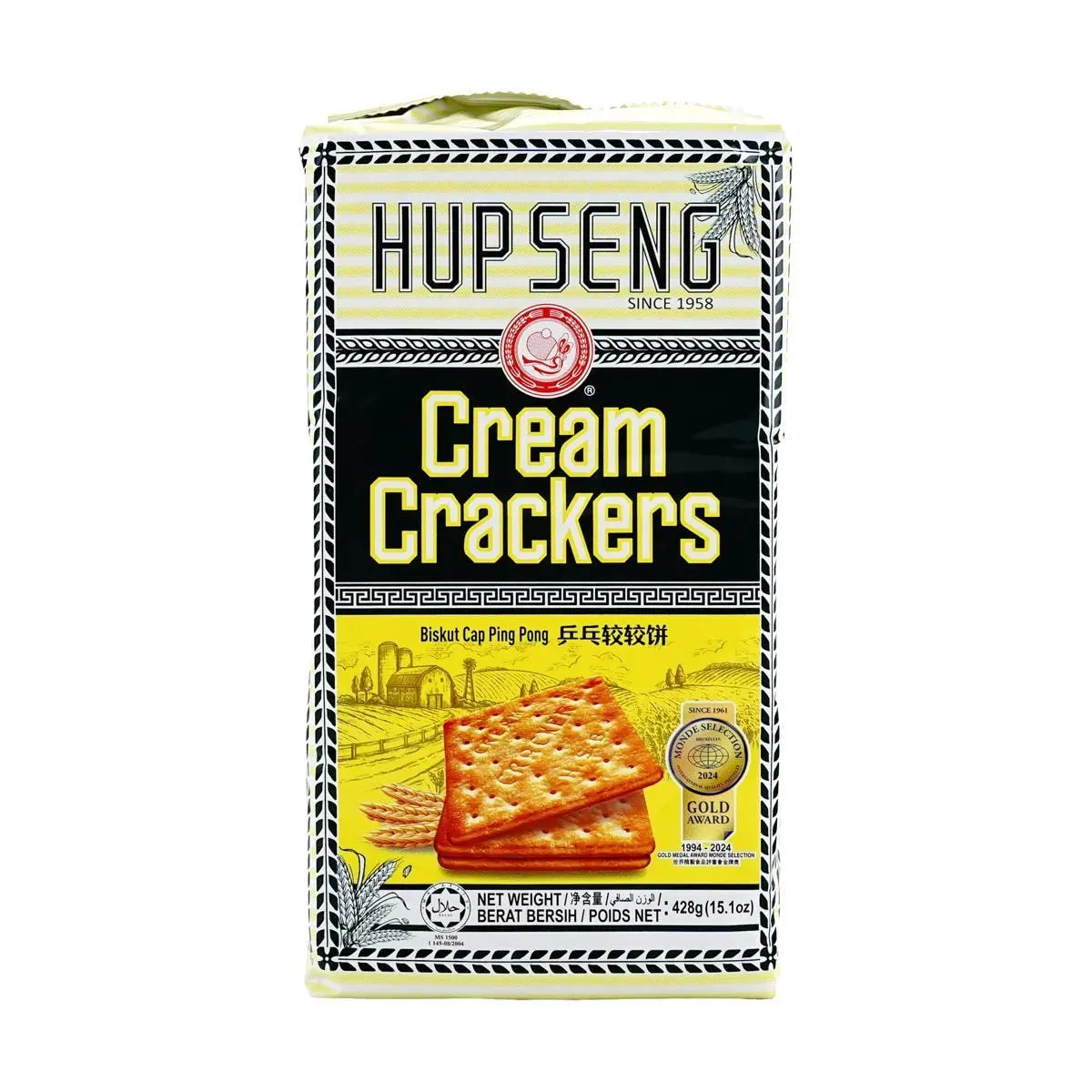Hup Seng Ping Pong Cream Crackers 428g - Authentic Malaysian Crispy Biscuits, Lightly Sweet & Milky Flavor Hup Seng Ping Pong Cream Crackers 428g - Authentic Malaysian Crispy Biscuits, Lightly Sweet & Milky Flavor