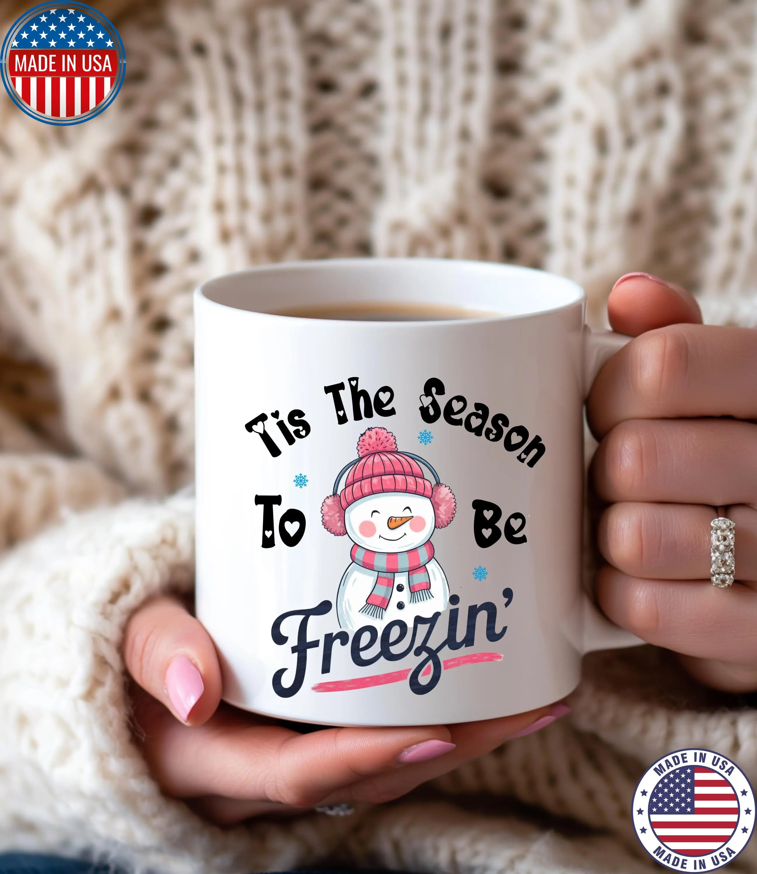 [Sale off up to 50%] Tis The Season To Be Freezin Mug, Holiday Gift Mug, Snowman Mug, Christmas Decor, Coffee Lover Gift, Funny Snowman Mug