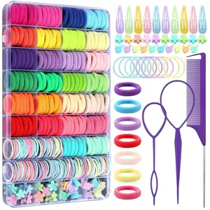 Toddler Girls' Dopamine Hair Accessory Set - 360-Piece Kit with Elastic Ties, Hair Clips and Styling Tools for Hairstyling Puffy Headband Bunny Ears