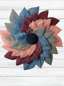 Handmade Multi-Color Burlap Flower Wreath • Layered Petal Door Décor • Year-Round Front Door Accent