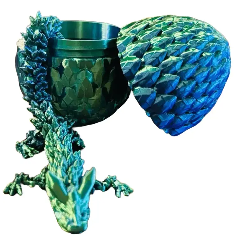 Teal dragon Hatchling Egg – Articulated Baby Dragon figurine