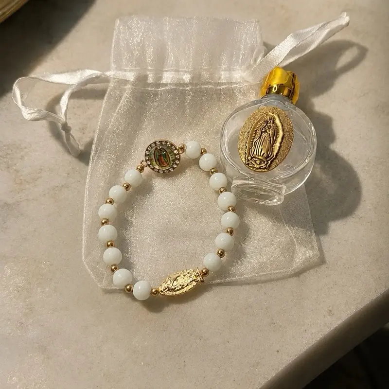 12-Set Baptism Party Favor Kits - Holy Water Bottles, White Bracelets, Symbol for Baptism Celebrations (Festive & Party Supplies Accessory)