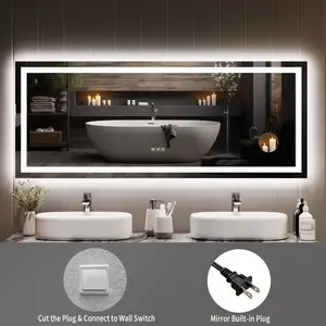 Garvee Dimmable LED Bathroom Mirror 60x36 Inch – Front & Backlit Vanity Mirror with Lights, Anti-Fog, Shatter-Proof, 3X Magnifier, Memory, Wall Mounted, Horizontal or Vertical, Modern Frameless Design, 3 Color Modes