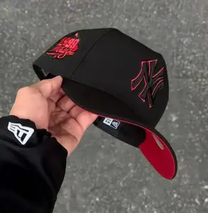New York Yankees NY Logo Black Red 1999 World Series Anniversary 9FORTY Snapback Hat, Adjustable Curved Brim Cap, Streetwear Baseball Unisex