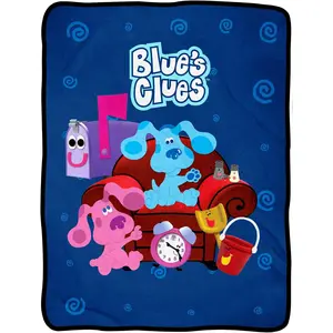 Blues Clues Throw Blanket - Blues Clues Classic Character Group Kids Go Crazy for This! Mom-Picked Animated Blanket super soft flannel blanket- suitable for use on sofas, beds, or for travel, gentle on the skin, an excellent gift multi-purpose holiday