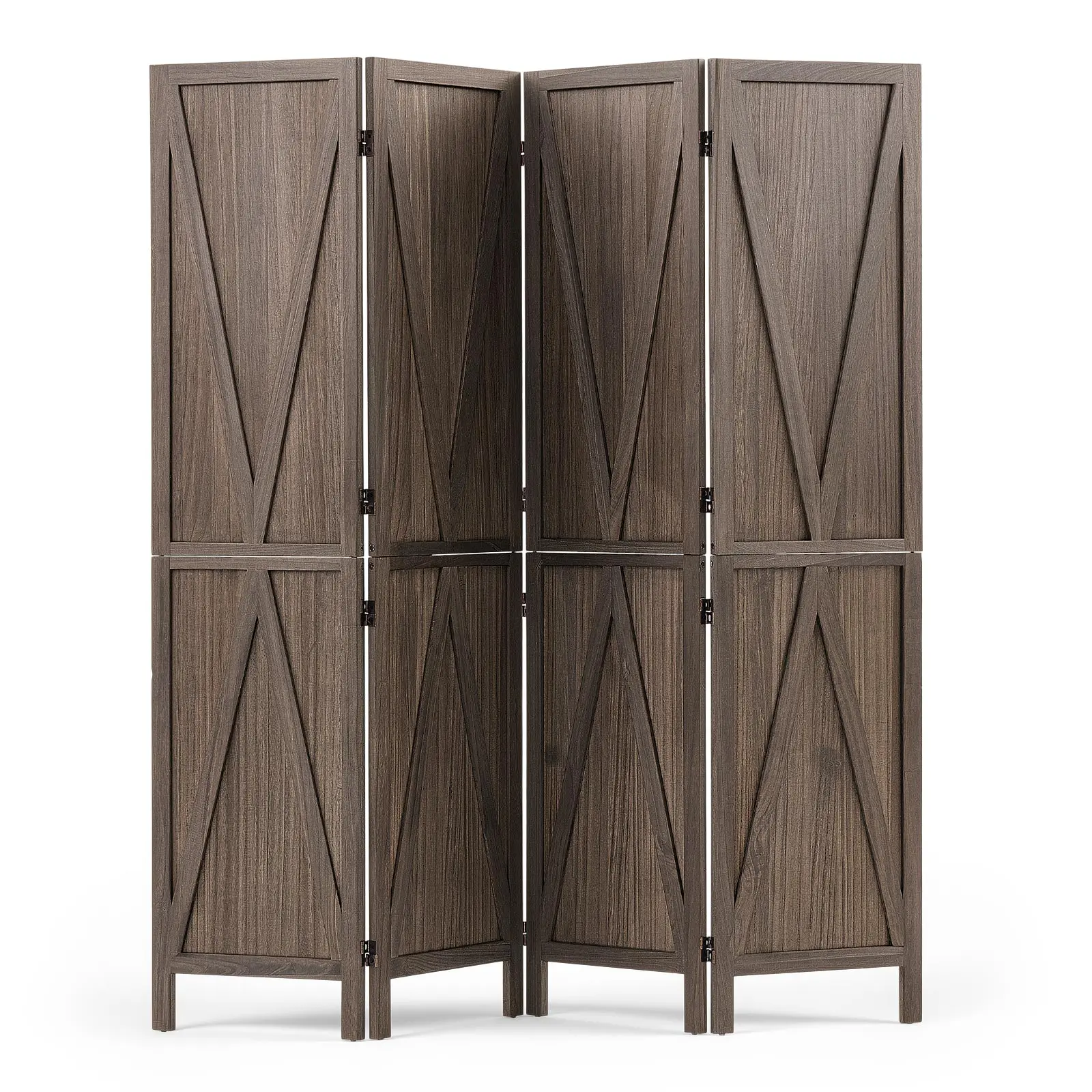 VEVOR Wood Room Divider 4 Panels Wood Folding Privacy Screen X Pattern, For Room Separation & Home Decor, 67 inches Tall, Solid Frame, 360° Two-Way Hinges, Rustic Wooden Partition with Hardware#BacktoSchool