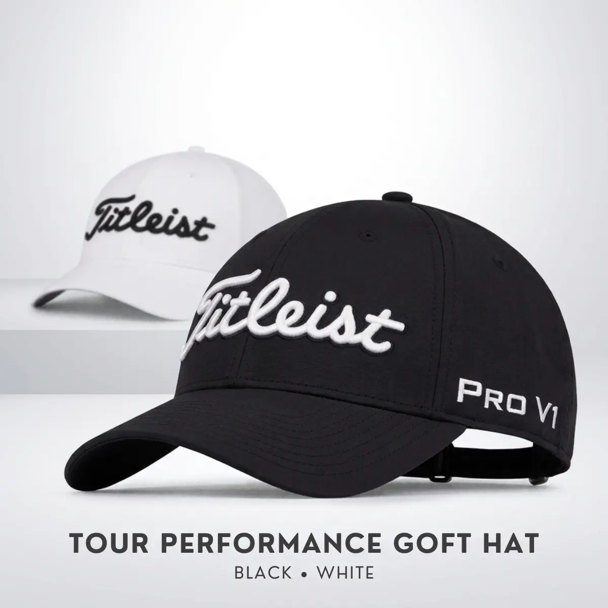 Titleist Tour Performance Golf Hat, Lightweight Stretch Baseball Cap, UPF 50+ Sun Protection, Adjustable Fit, Curved Brim, Golf & Outdoor Activities