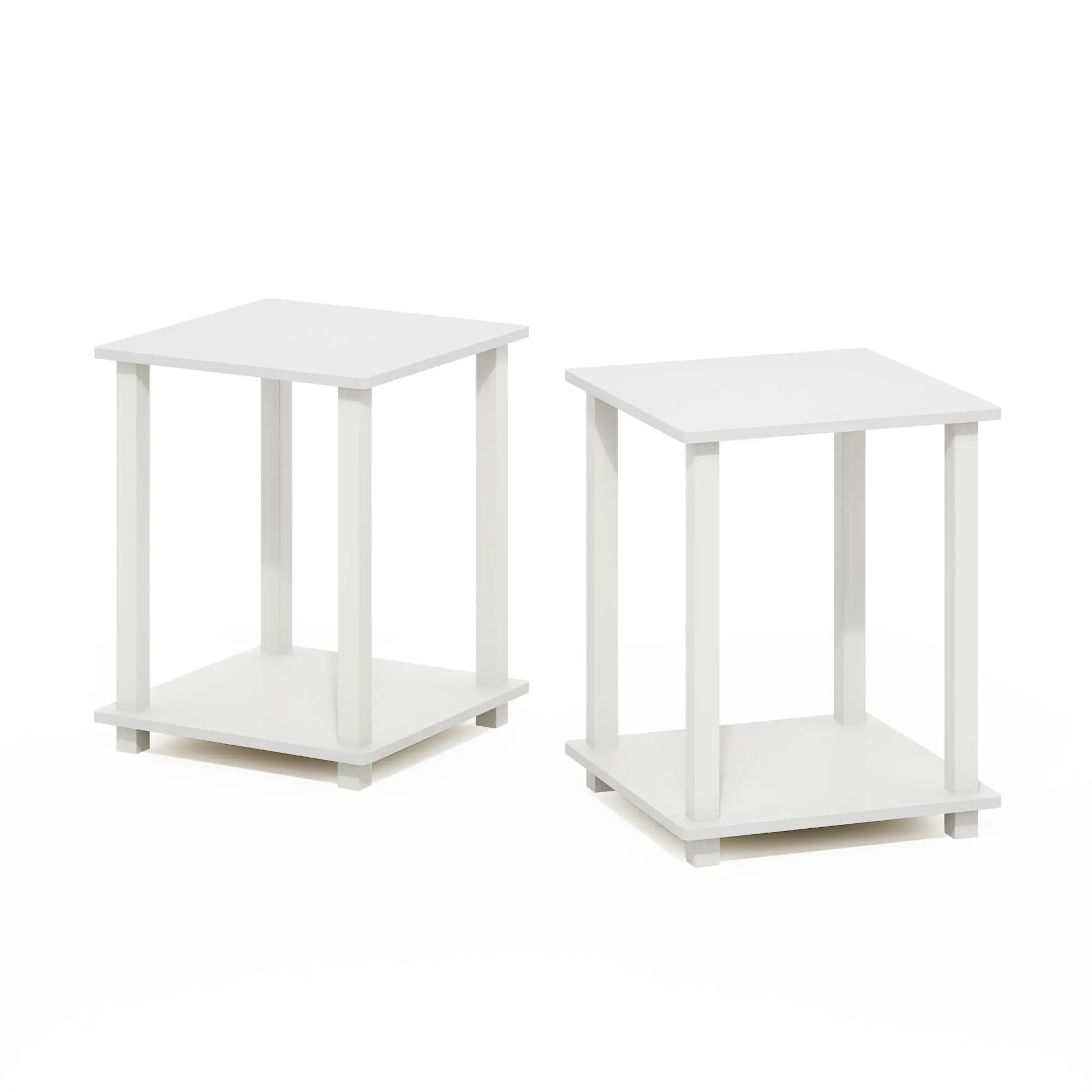 2-Pack Modern White Bedside Table Sets, 2-Tier Indoor Side Tables with Functional Storage, Easy Assembly for Bedrooms & Small Spaces, Modern Bedside Table Sturdy Pvc Tubes