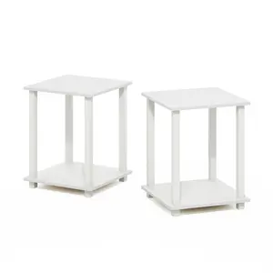 2-Pack Modern White Bedside Table Sets, 2-Tier Indoor Side Tables with Functional Storage, Easy Assembly for Bedrooms & Small Spaces, Modern Bedside Table