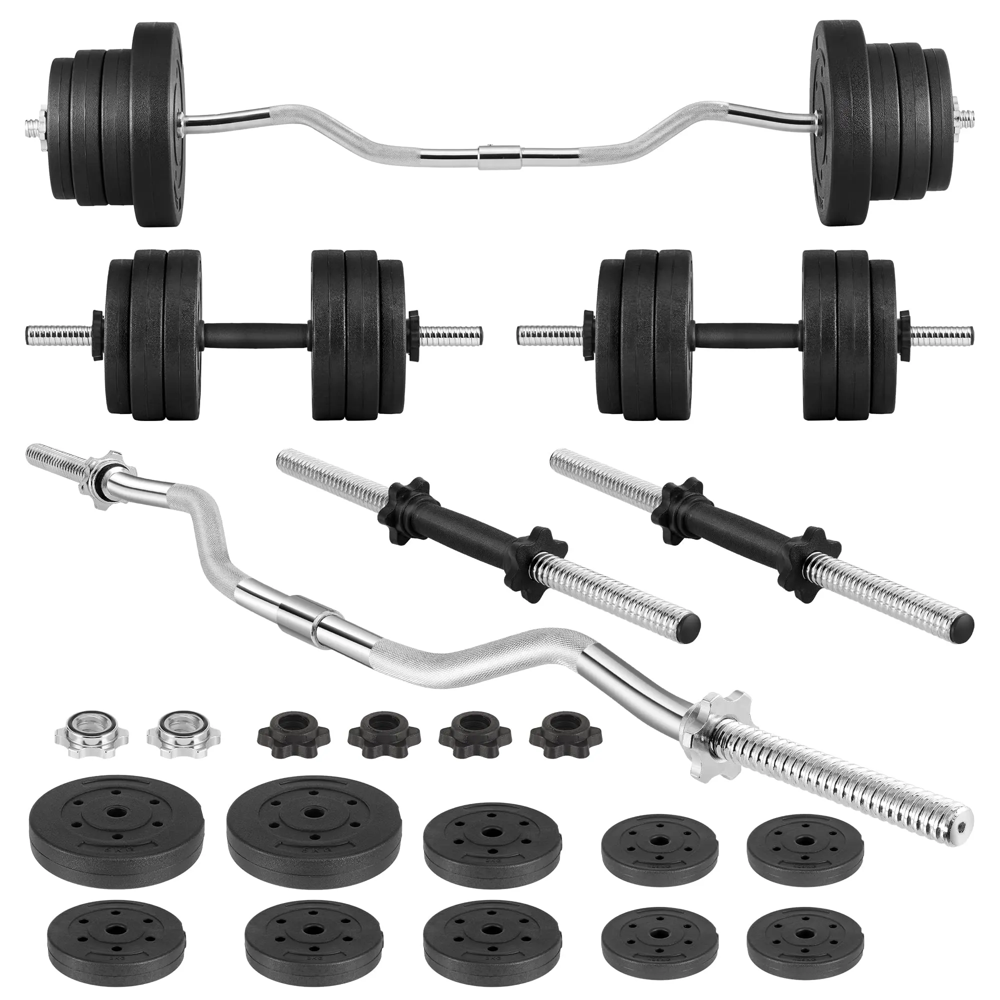 66 lbs 2 in 1 adjustable dumbbell set, weightlifting dumbbells can be used as barbells for full body workout, gym