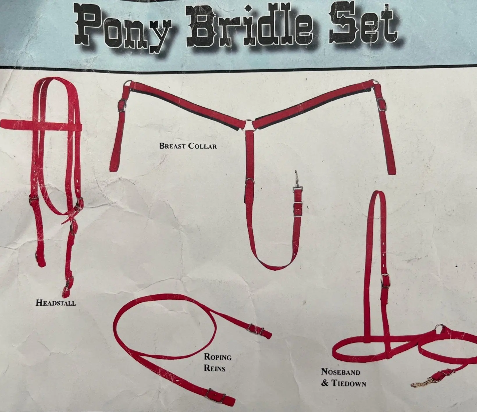 Nylon Pony Bridle Breast Collar Reins Noseband Tiedown Set