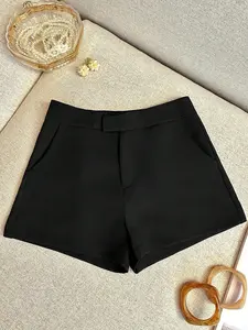 Women's Basic Plain Solid Color Suit Shorts High Waist Loose Fit Casual Shorts Bottom, Comfortable and Stylish Summer Wear, Perfect for Daily Use, Casual Fashionable Shorts
