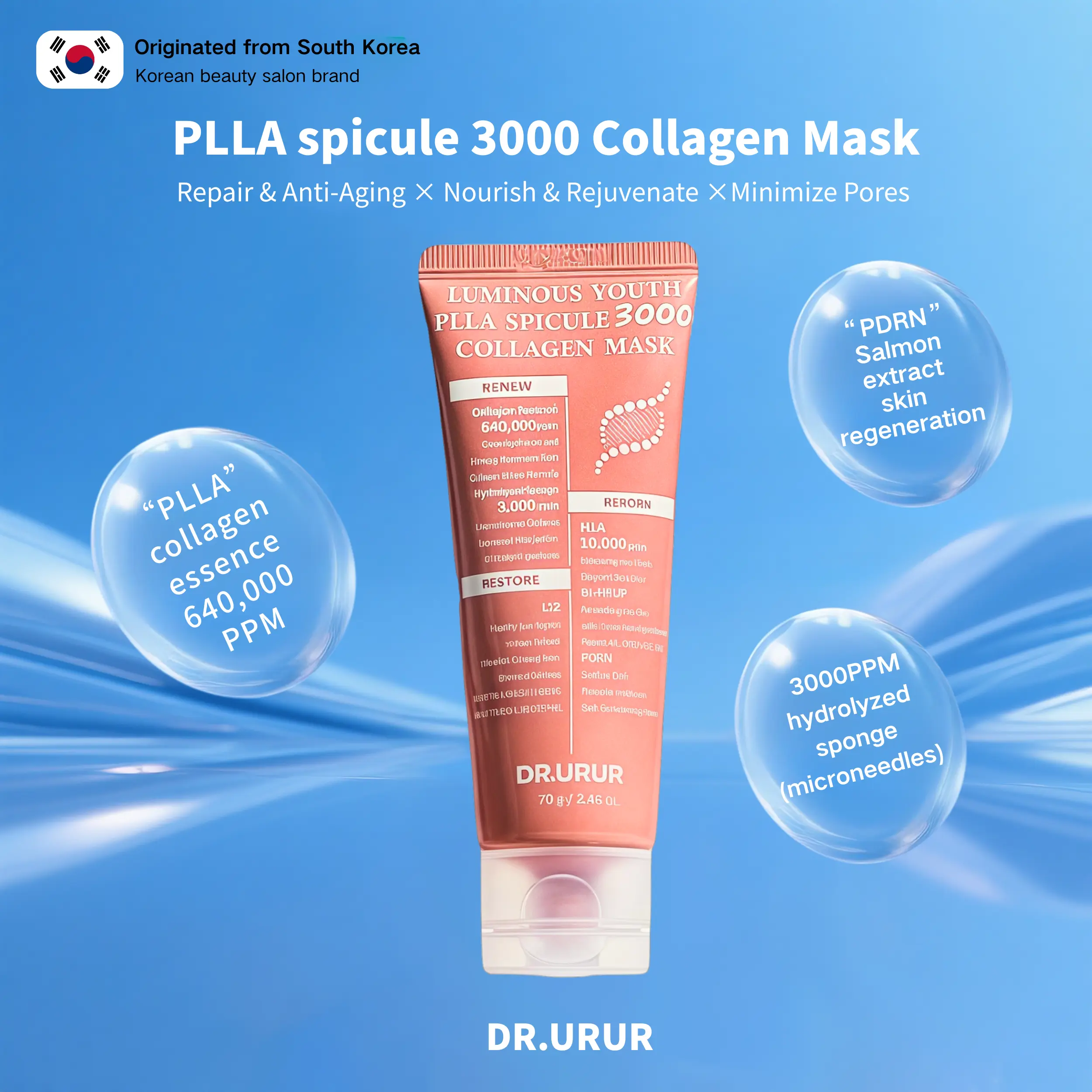 【Dr. UR UR】LUMINOUS YOUTH PLLA SPICULE 3000 COLLAGEN MASK - Summervibes |Mothers Day Gift Korean Facial Pore Radiant Skin
