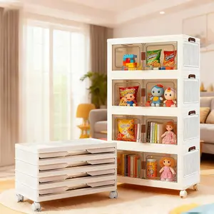 4 Layers Plastic storage bins Stackable storage bins with LIDS Storage containers Collapsible storage boxes with handles for bedroom living room kitchen