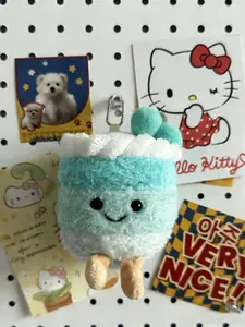 Adorable Plush Mousse Cherry Cake Keychain, Cute Food Lover Bag Charm, Soft Macaron Color Faux Fur Key Ring, High-Quality Backpack Decoration