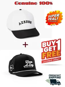 Super Deal 2-in-1 Breezy Golf Rope Hat – Black Edition Pack | “Have A Day” x “Flipped Breezy” Snapback Combo - Waste Management Phoenix Open