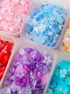 30g Pastel Acrylic Bead Set - Assorted Flower & Leaf Shapes for DIY Jewelry Making, Bracelets & Crafts, Acrylic Bead Mix