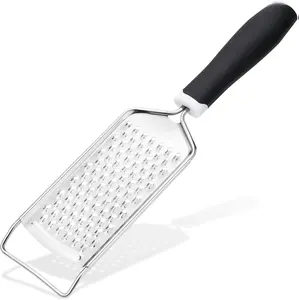 Professional Stainless Steel Handheld Cheese Grater with Soft Grip Handle for Kitchen Gadgets & Tools Black Non-Slip Surface Dishwasher Safe