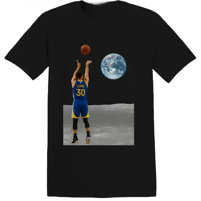 Men's Graphic T-Shirt in Soft Garment-Dyed Cotton, Vintage Lunar Basketball Print, Casual Streetwear Shortsleeve Crew Neck Top, Double-Stitched, Great Gift, Menswear