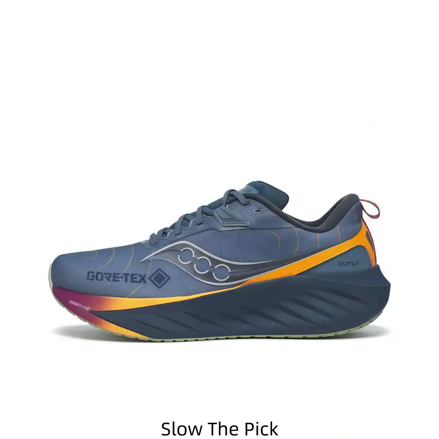 Minimalist Navy Orange Gradient Waterproof Marathon Trainers, Ultra-Thick Cloud Wave Cushion Non-Slip Rubber Outsole, Lightweight Breathable Long-Distance Jogging Shoes for Men and Women