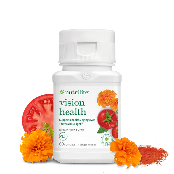 Amway Nutrilite Vision Health Softgels 60 Count | Lutein Zeaxanthin Blend | Marigold Extract Lycopene Beta Carotene Zinc | Softgel Formula | Nutrilite Vision Health | 60 Softgels | Carotenoid Nutrients | Plant Extract Formula | Original Formula for Adults
