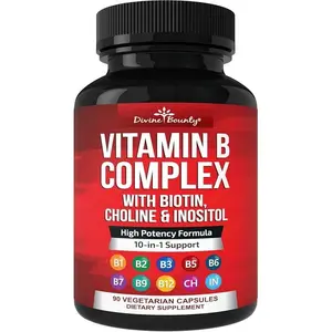 Super B Complex Vitamins - All B Vitamins Including B12, B1, B2, B3, B5, B6, B7, B9, Folic Acid - Vitamin B Supplement - Support Healthy Energy Metabolism - 90 Vegetarian Capsules