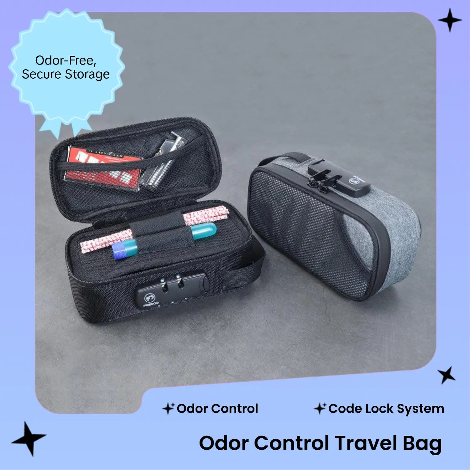 Smell Proof Bag with Lock Odor Proof Stash Case Container Storage No Smell Pouch