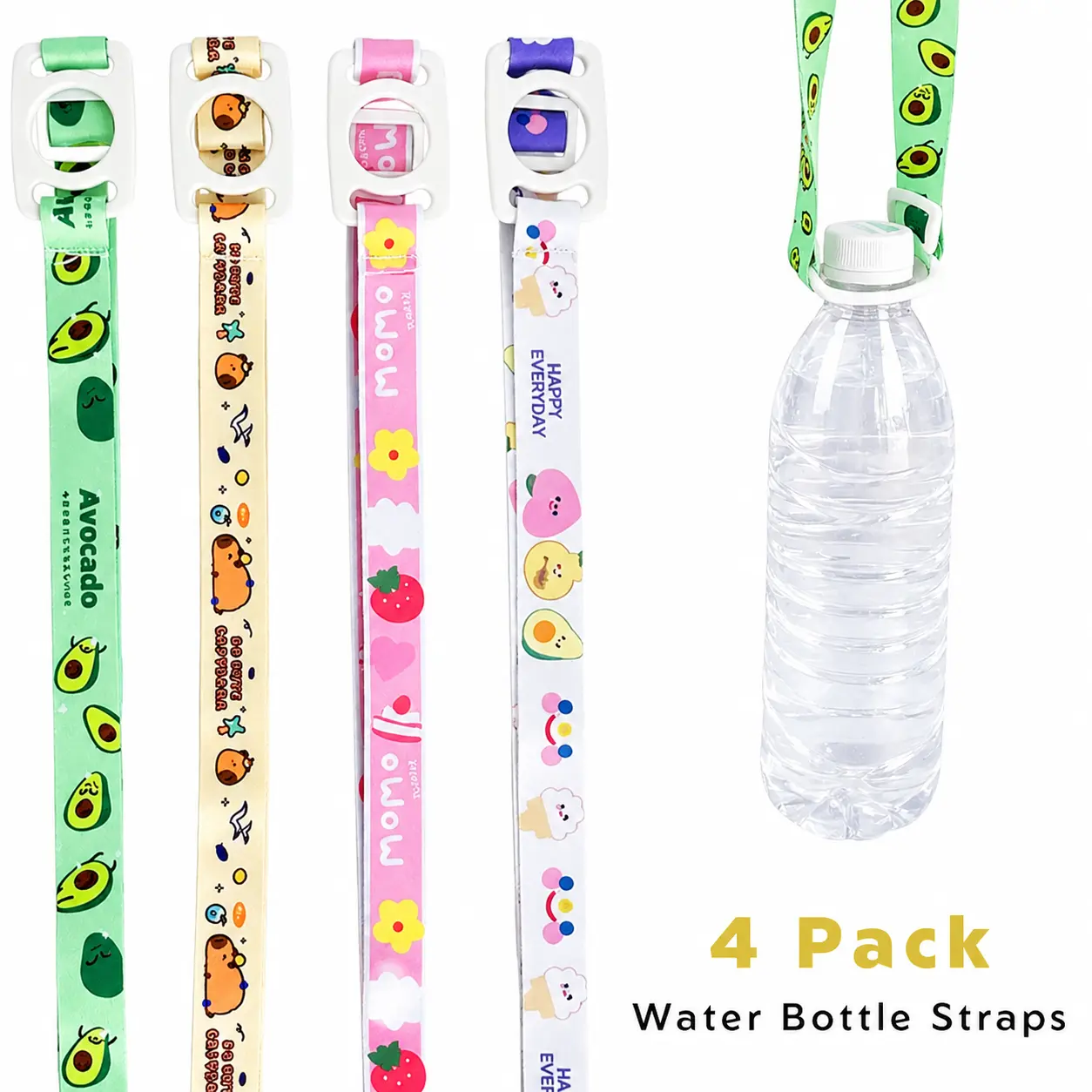 4 Pcs Water Bottle Holder With Strap,Strap Long Neck And Adjustable Shoulder Carrying Strap for Outdoor Walking Hiking