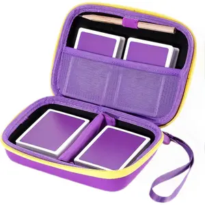 Hard Playing Card Game Carrying Case, Travel Storage Box Holds 300+ Trading Cards, Bag Holder  Classic Board Game UNO, Five Crowns,SKYJO, PlayMonster and More (Case Only) -Purple