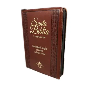 Biblia Letra Grande Tamaño Manual con Cierre Imitacion Piel Marron con Concordancia e Index Reina Valera 1960