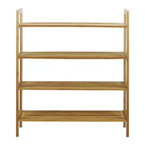 212 MAIN 4-Tier Bamboo Shoe Rack Organizer, Natural Finish Shoe Storage System, Indoor Furniture Shelf & Rack