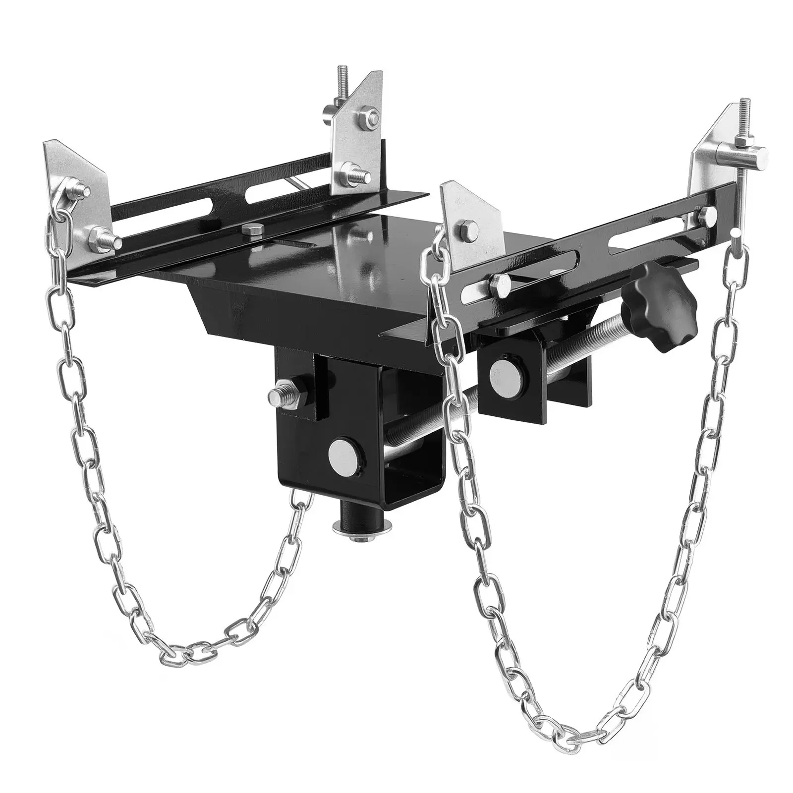 VEVOR 0.5TP Transmission Jack Adapter, 1100 lbs Load Capacity, 360° Rotatable, 1.2 inches Detachable Shaft, Heavy-Duty Steel Frame, Included Chains for Garage Floor Jacks & Transmission Lifts