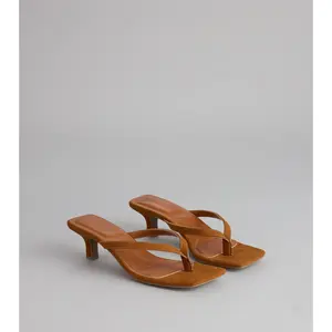 Feeling Chic Thong Square Toe Heels