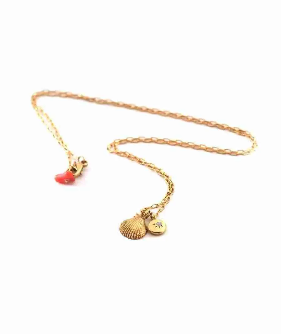 Seashell Pendant with Diamond and Pearl