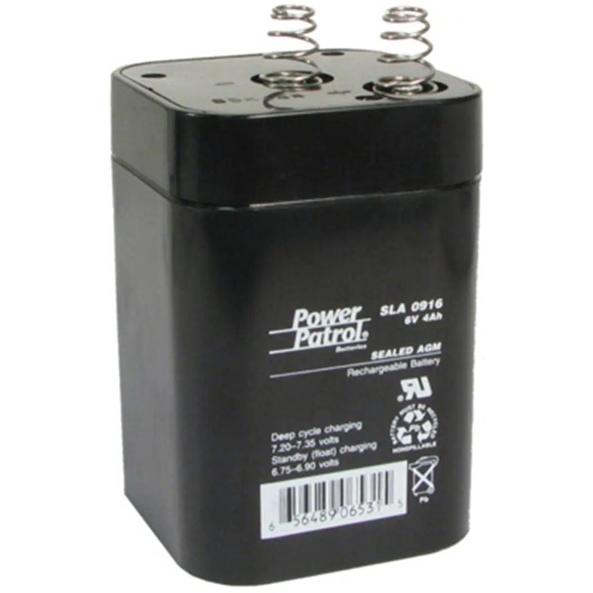 212 MAIN Power Patrol SLA0916 Sealed Lead Acid Battery, 6V 5Ah with Spring Tabs for Feeders, Fencing, and Cycling Equipment, Rechargeable Battery, Compact, 1.76 Lbs, 6V 5Ah Rating