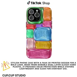 Super Solid Squish Printed Jelly 3D Effect Tough Phone Case, Cool Crush Jelly Phone Case, 3D Visual Printed Graphic Hard Phone Cover, Phone Accessories