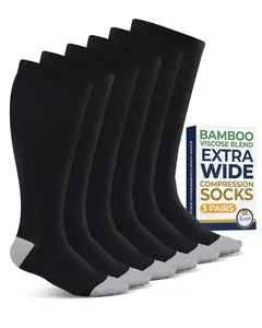 Pembrook Plus Size Compression Socks - Wide Calf Bamboo Viscose for Men, Knee High in Black