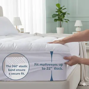 Extra Thick 4 Inch Mattress Topper Queen Size – Plush Pillow Top Bed Pad with Breathable Soft Fabric, Deep Pocket Fit Design, Hotel Collection Mattress Enhancer for Back Pain Relief, Pressure Support, Cloud Like Comfort