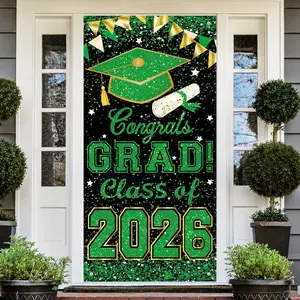 Congratulations to the graduating class of 2026, banners, door frames, graduation party decorations, front porch sign wall with lowered back, indoor and outdoor photography studio props, party supplies 180x90cm