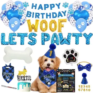 Dog Birthday Party Supplies, Puppy-Themed Balloons, Banner, Cake Toppers, and Party Decorations
