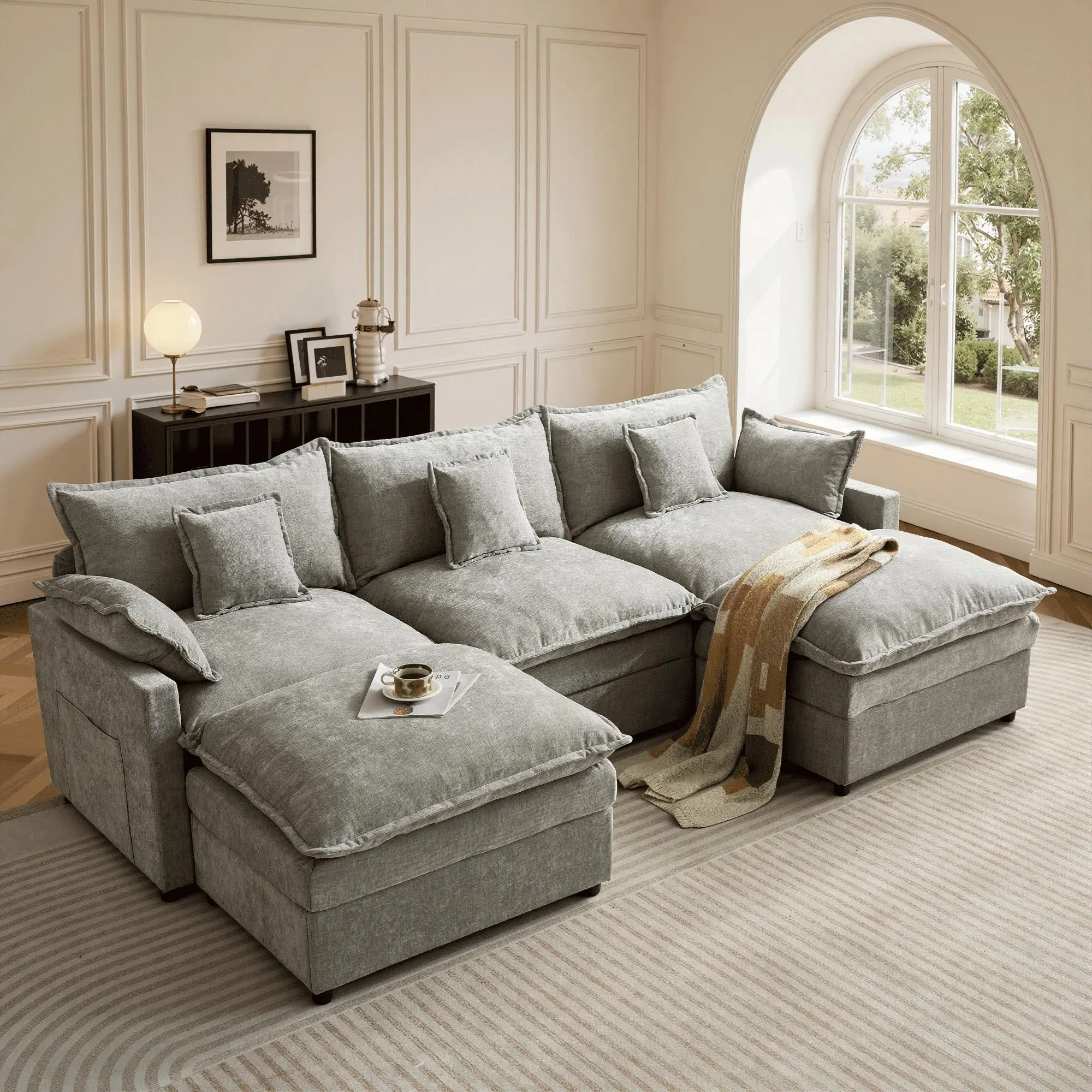 108" Grey Chenille - 3 Seater(2 Packages)
