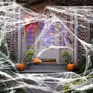 Spider Webs Halloween Decorations with 20 Fake Spiders Super Stretch Cobwebs Durable Fabric Indoor Outdoor Party Supplies for Halloween Day of the Dead Spooky Atmosphere Portable and Space-Efficient