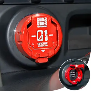 Metal Mechanical Push Switch Cover, Cool Car Engine Protector and Interior Decoration Sticker, Fits Cars Motorcycles Keys Ignition Switch, Car Accessories, Car Interior Decal